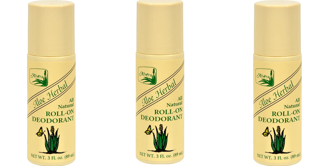 Alvera All Natural Roll-On Deodorant Aloe Herbal  3 fl oz - 3 Pack