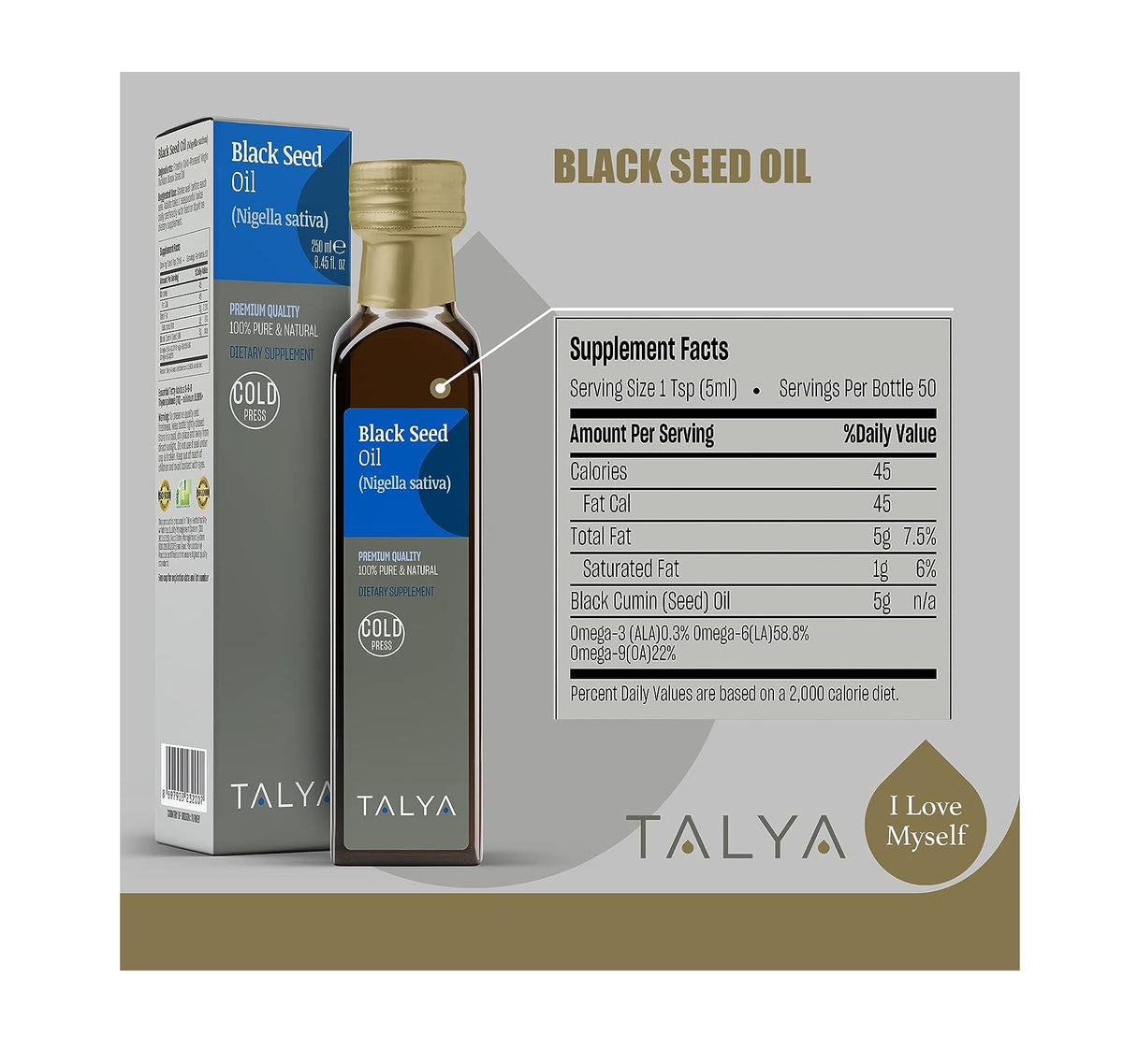 Talya Black Seed Oil 8.45 fl. oz High Thymoquinone Cold Pressed Healthlandcenter