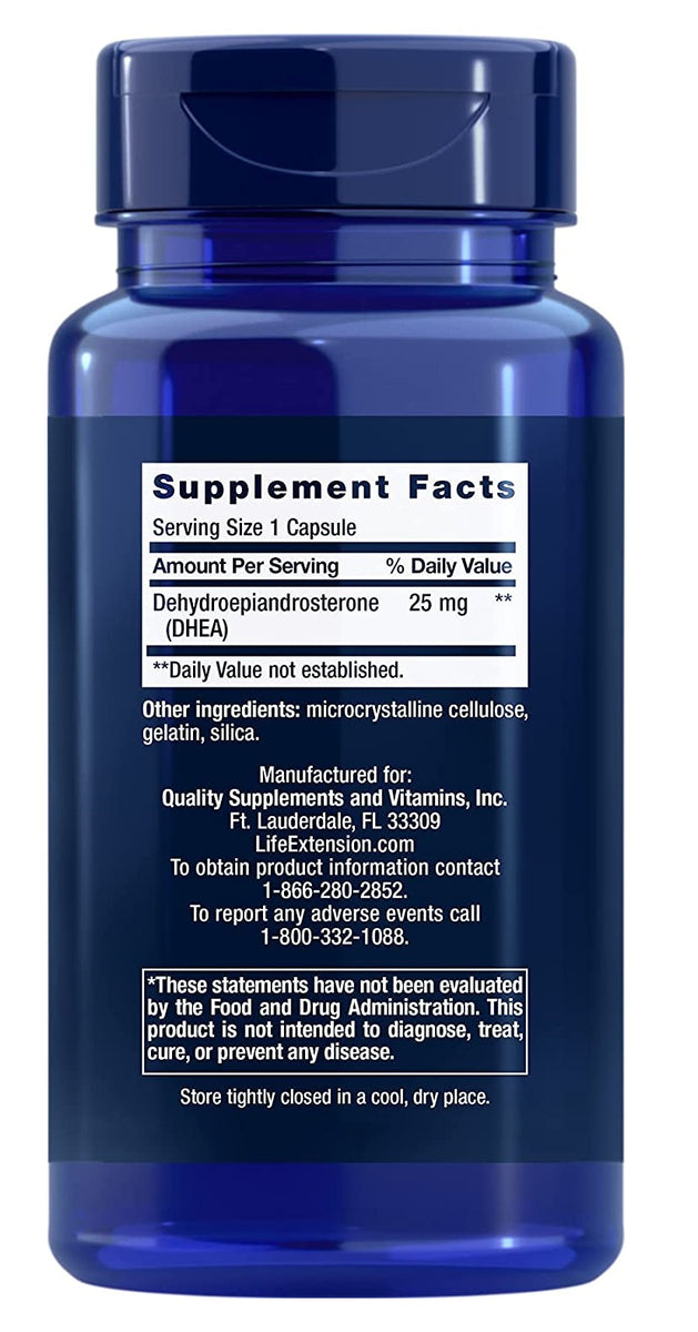 Life Extension DHEA | 25 mg | 100 Capsules | 2 Bottles – Healthlandcenter
