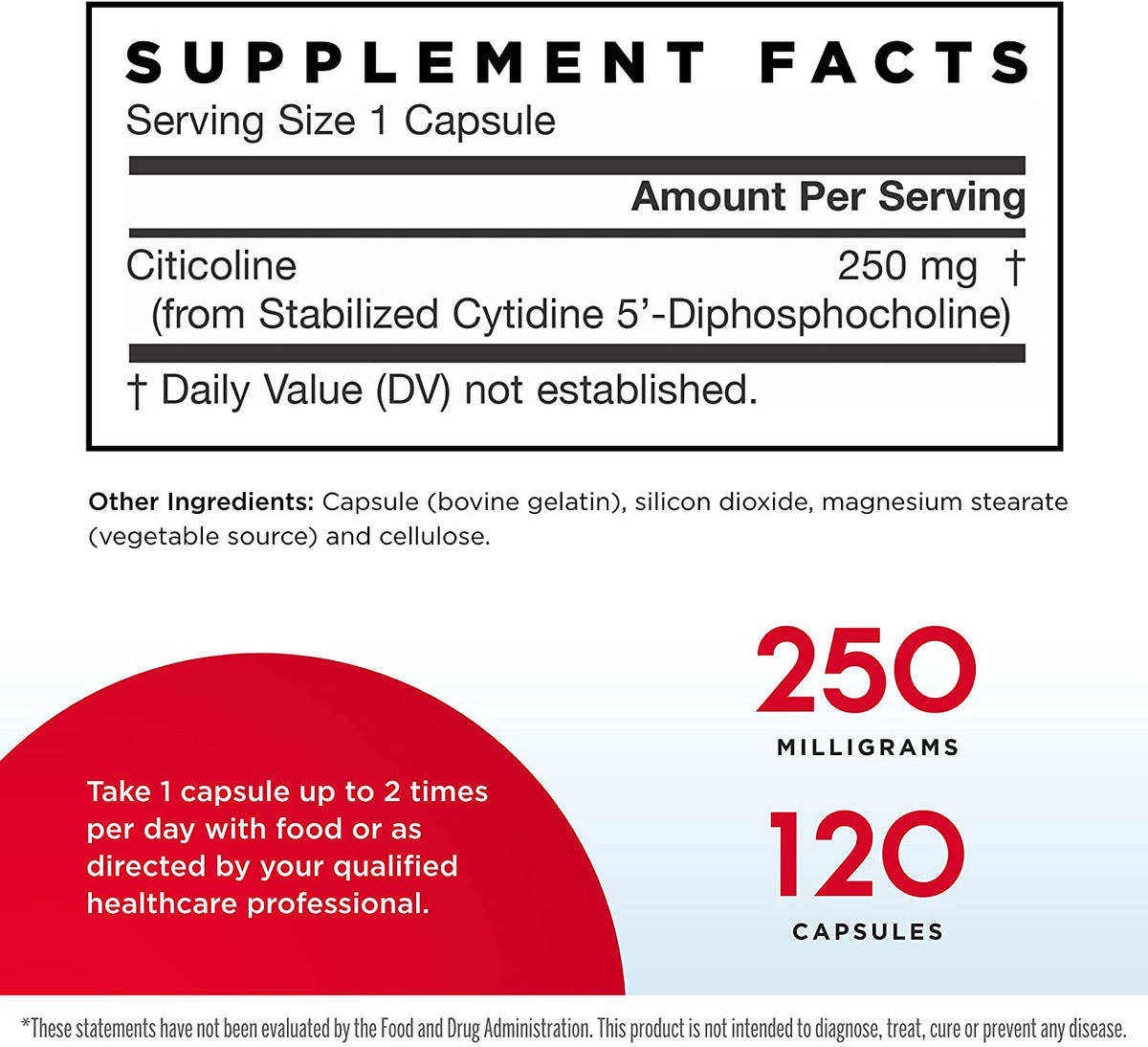 Jarrow Formulas Citicoline CDP Choline 250 mg 120 Capsules Sale pric