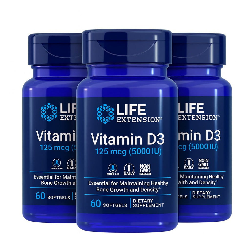 Life Extension Vitamin D3 5000 IU 60 Softgels 3 Pack