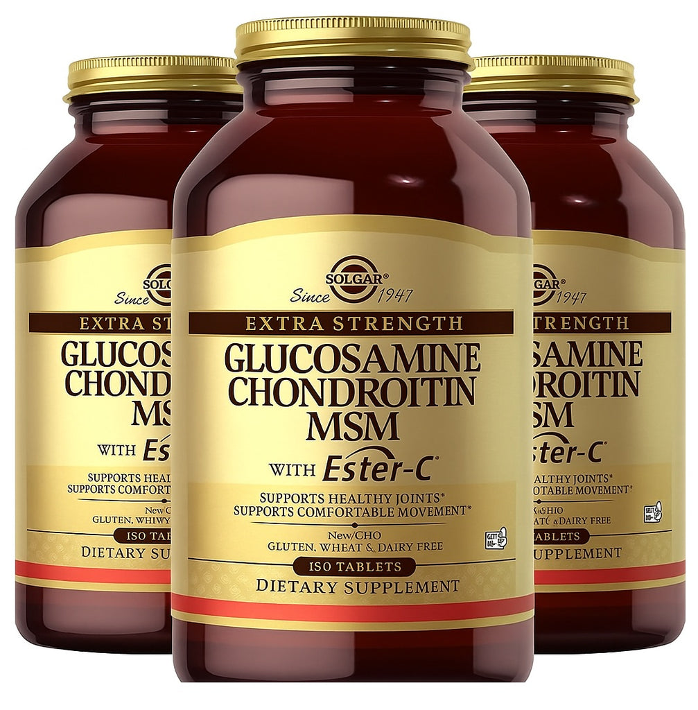 Solgar Extra Strength Glucosamine Chondroitin MSM w/ Ester-C, 180 Tablets 3 Pack