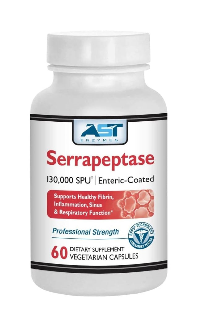 AST Enzymes Serrapeptase 130,000 SPU – 60 Vegetarian Capsules - Special Pricing