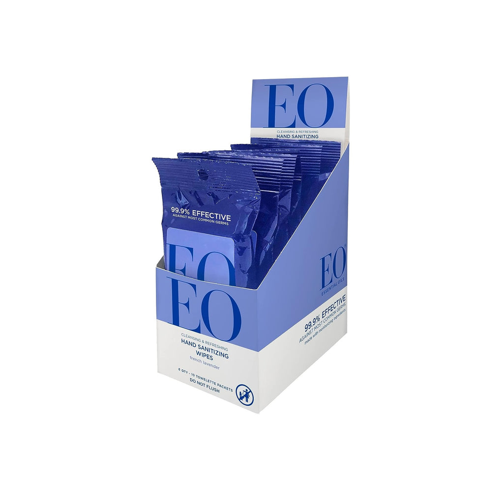 Eo Products - Hand Sanitizer Wipes - Lavender - Case Of 6 - 10 Pack