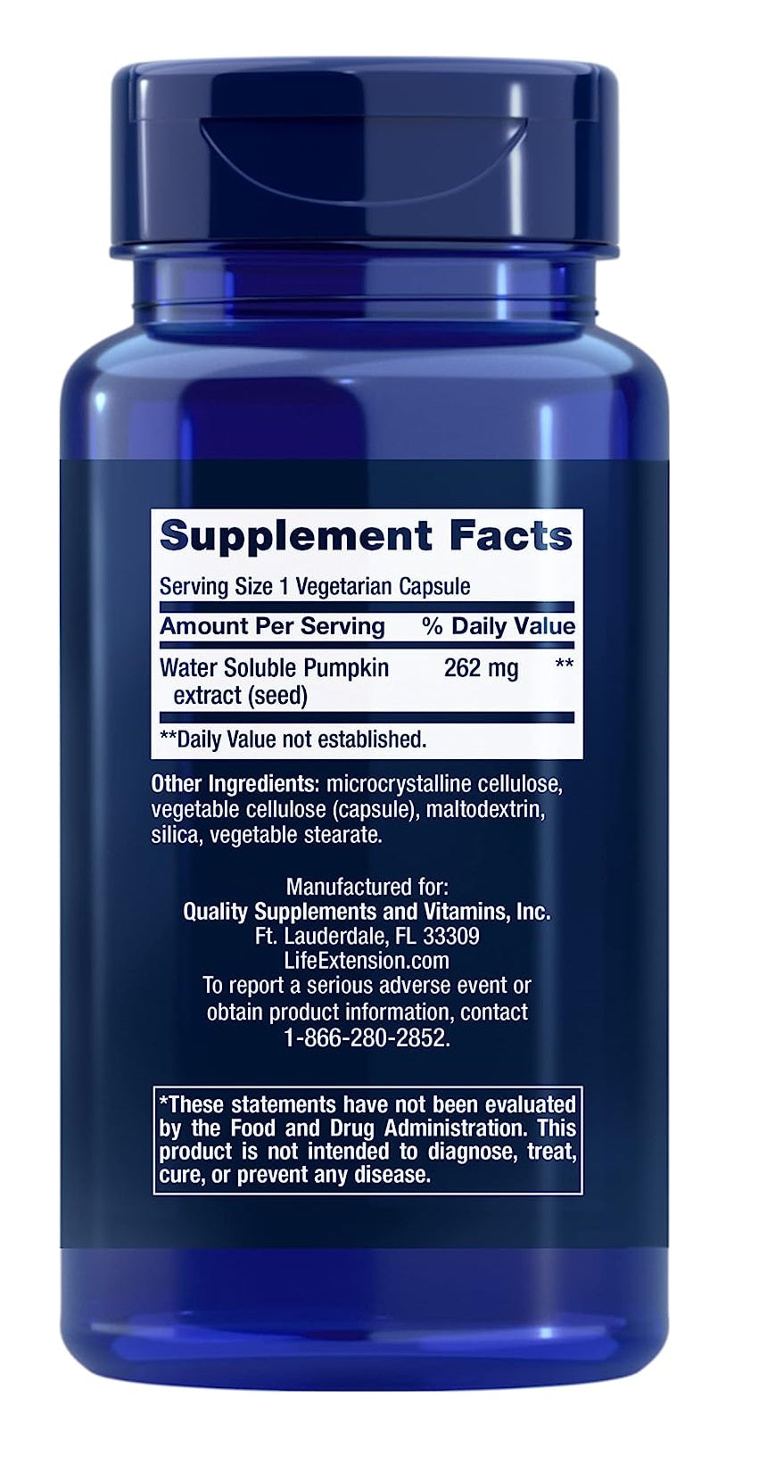 Life Extension Water Soluble Pumpkin Seed Extract 60 Vegetarian Capsul