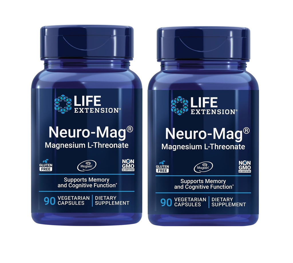 Life Extension Neuro-Mag Magnesium L-Threonate, Vegetarian Capsules,  90 Count 2 pack