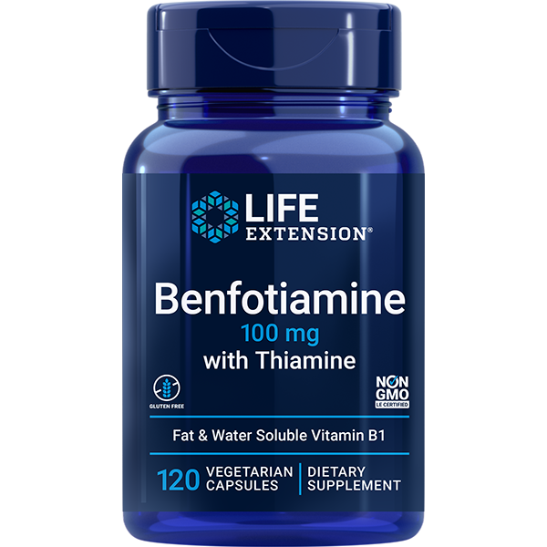 Life Extension Benfotiamine with Thiamine 100 mg, 120 vegetarian capsules