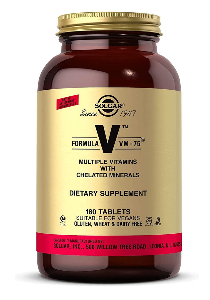 Solgar, Formula V, VM-75, Multiple Vitamins with Chelated Minerals, 180 Tablets