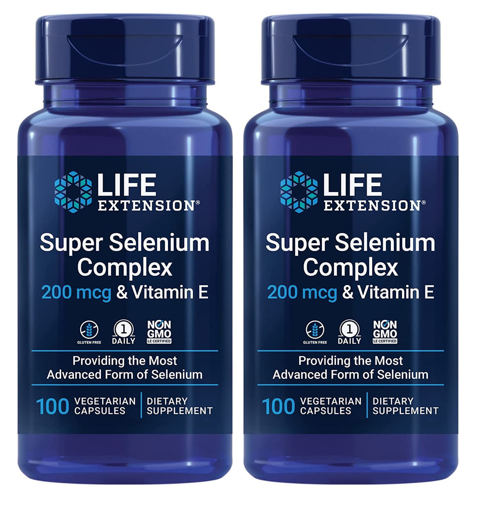 Life Extension, Super Selenium Complex & Vitamin E, 200 mcg, 100 Vegetarian Capsules 2 BOTTLES