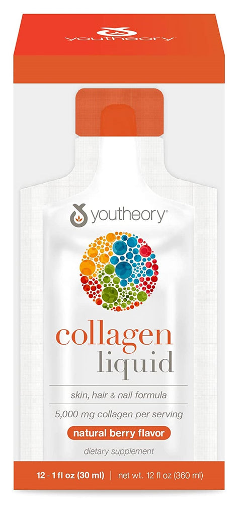 Youtheory, Liquid Collagen, Natural Berry, 12 Liquid Tubes, 1 fl oz (30 ml) Each