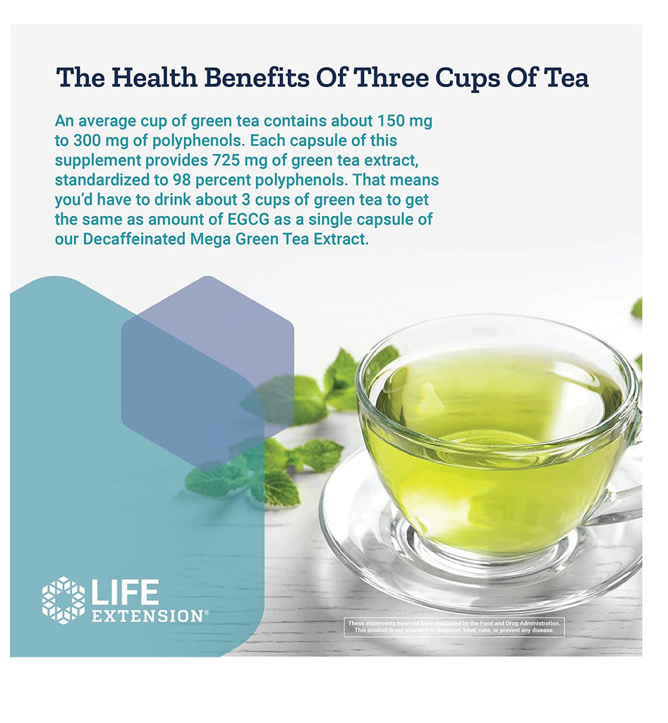 Life Extension, Mega Green Tea Extract, Decaffeinated, 100 Vegetarian