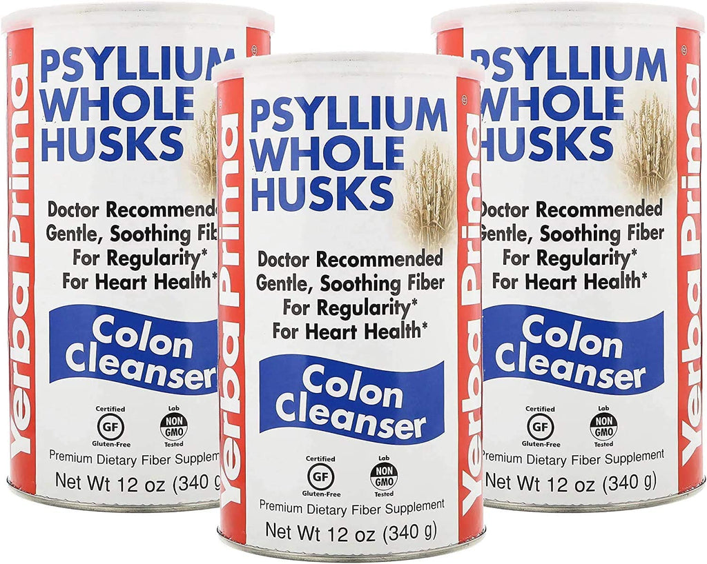 Yerba Prima Psyllium Whole Husks - 12 oz, 3 can bundle