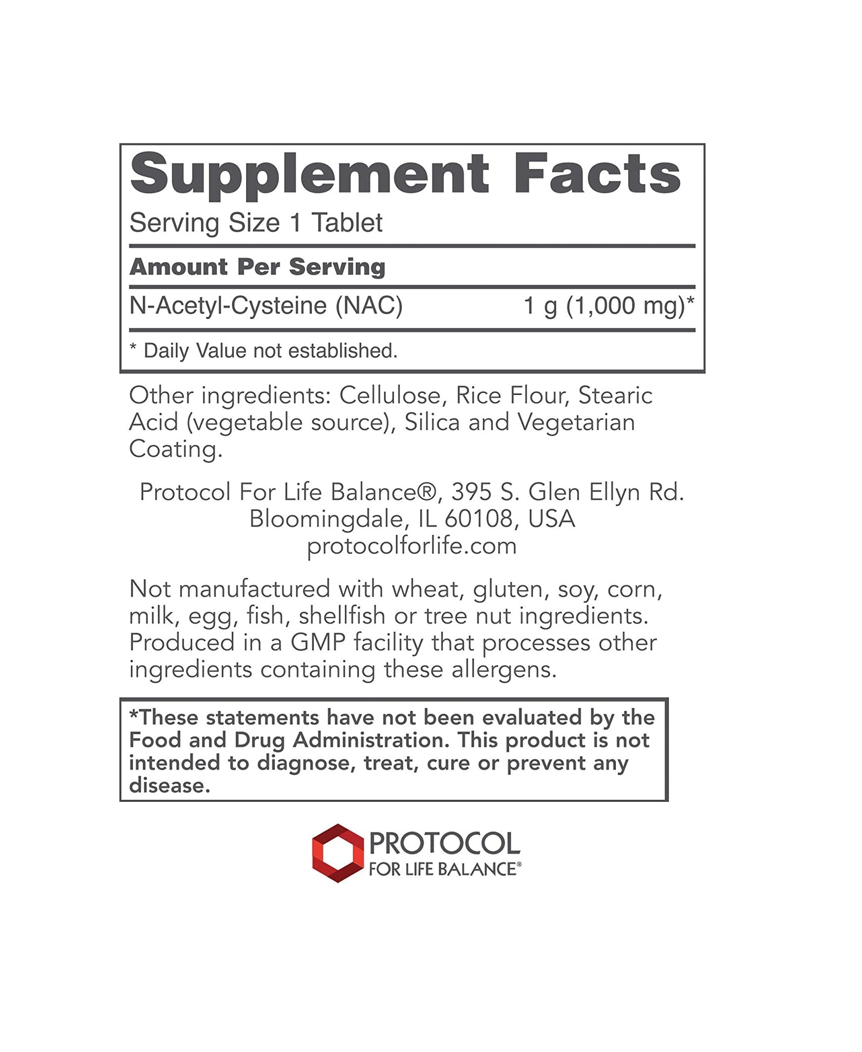 Protocol for Life Balance, NAC, 1,000 mg, 120 Tablets – Healthlandcenter
