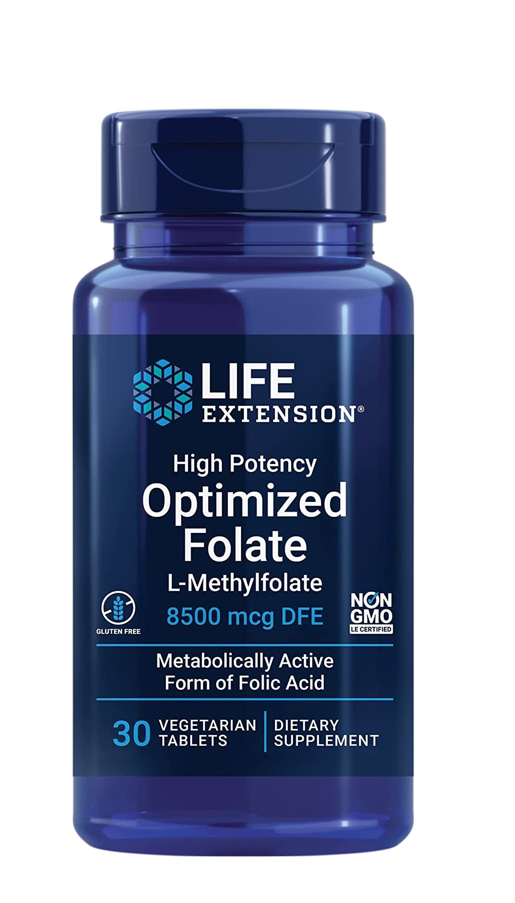 Life Extension, High Potency Optimized Folate, 8,500 mcg DFE, 30 Veget ...